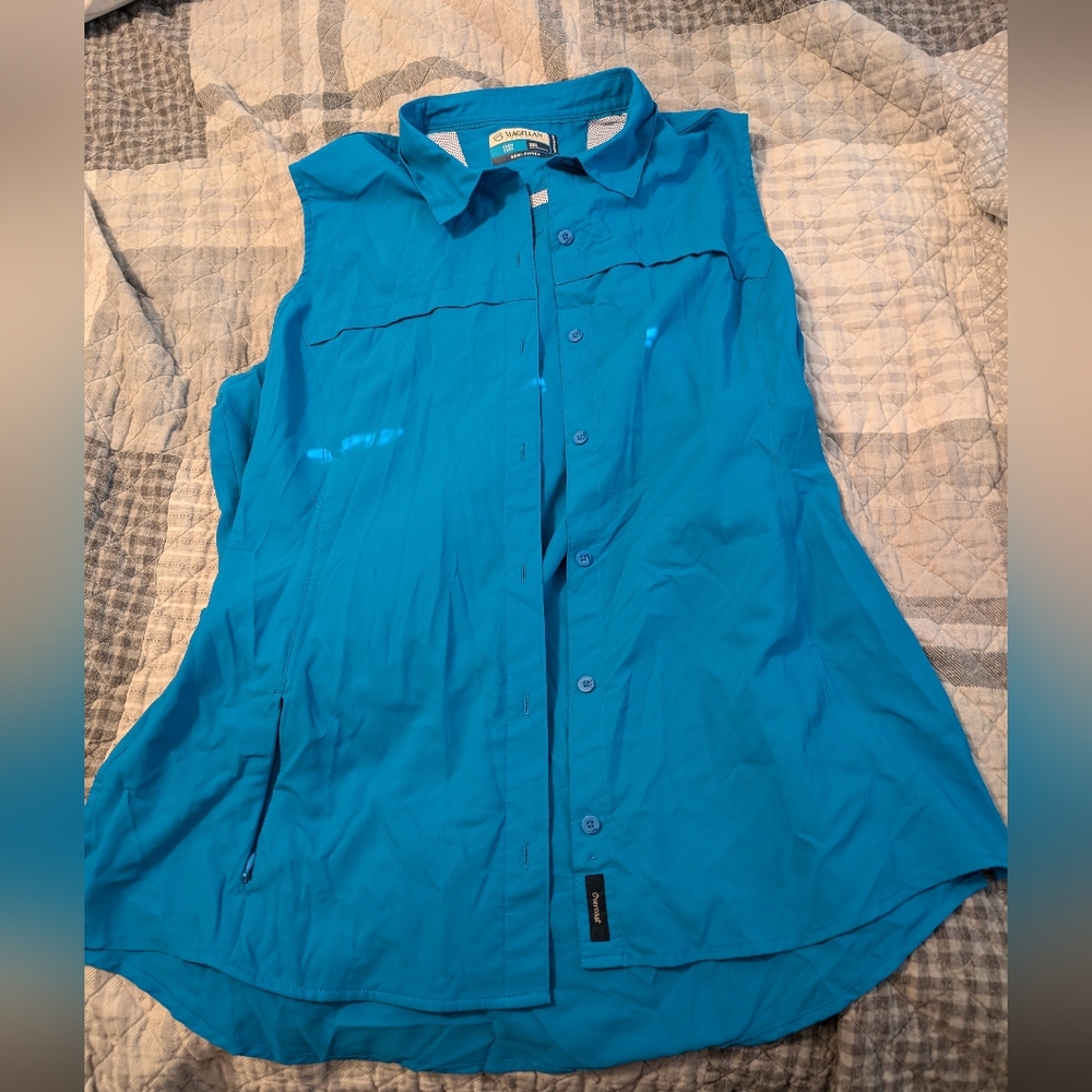 Magellan Blue Button Up Tank
